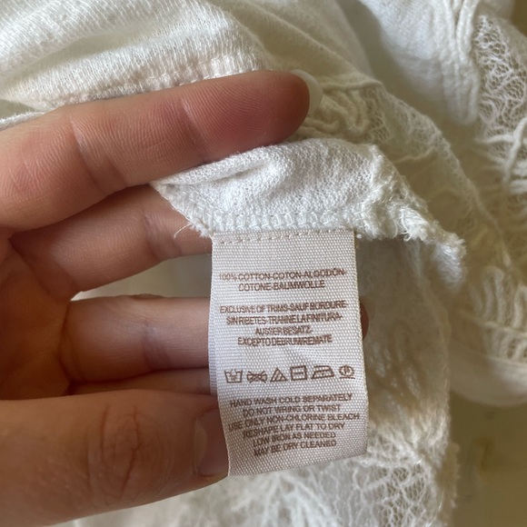 Free People Gauzy Lace Boho Blouse Size M - Picture 5 of 6